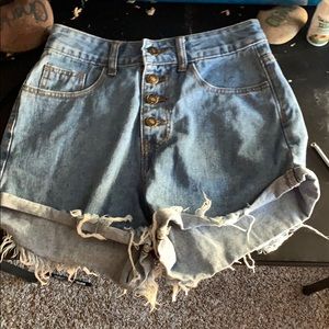 SHEIN high rising ripped demon shorts